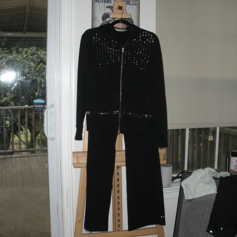 Vintage SET: Boston Proper Black w/studs Hooded Jacket & Pants  SZ: S